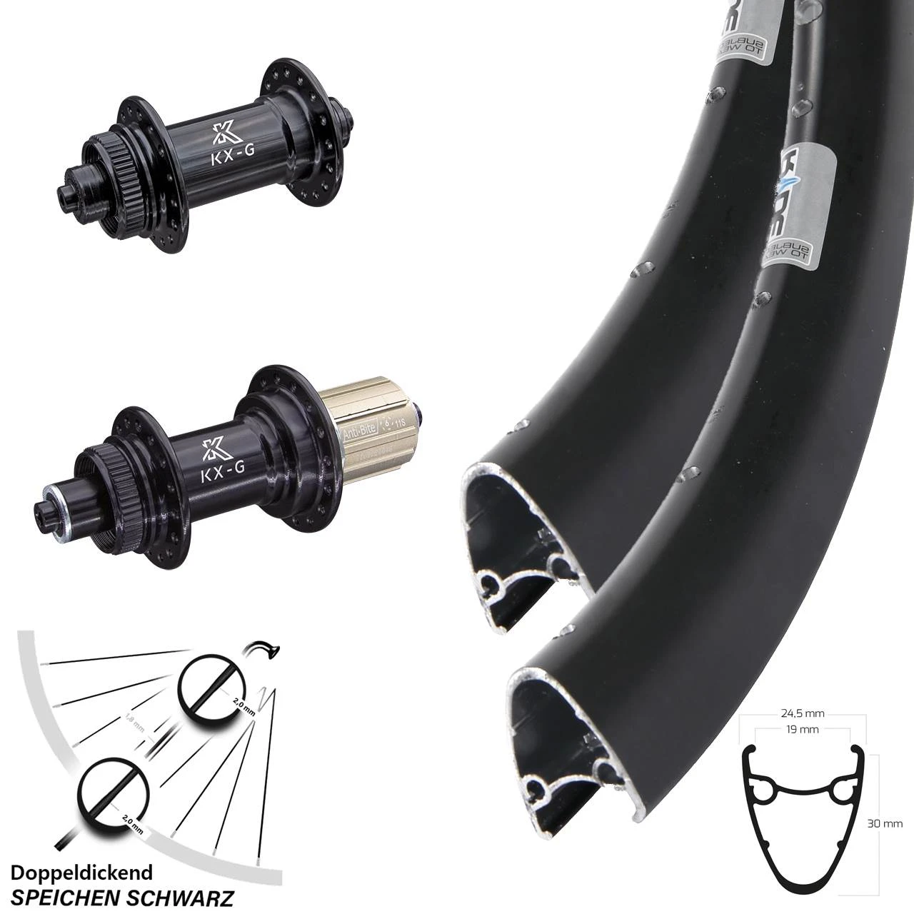 28 Zoll Laufradsatz Road Dutch 19 Disc Nabe KX-G 11-fach Centerlock