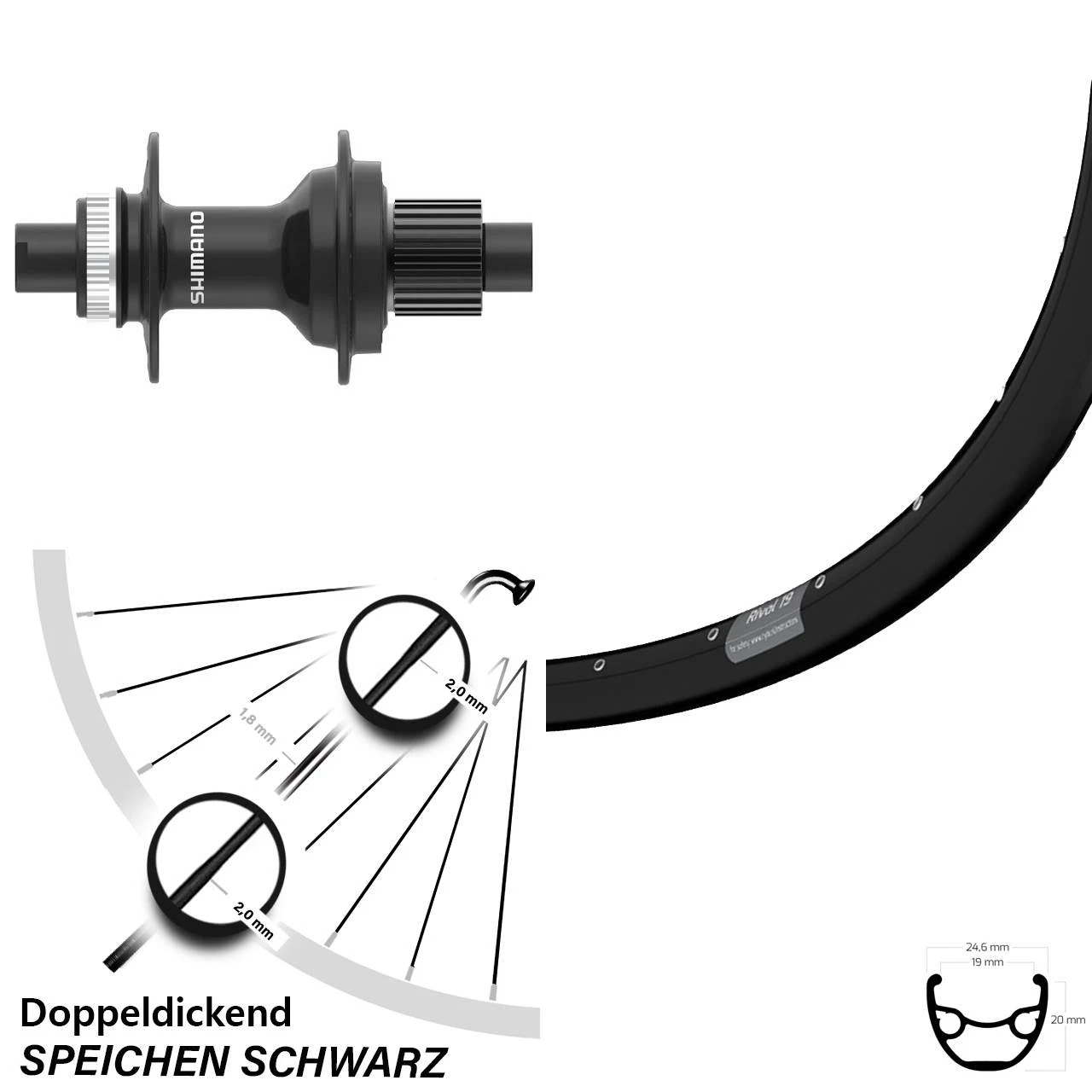 27,5 Zoll Hinterrad Shimano FH-MT410 Ryde Rival 19 Microspline 12-fach