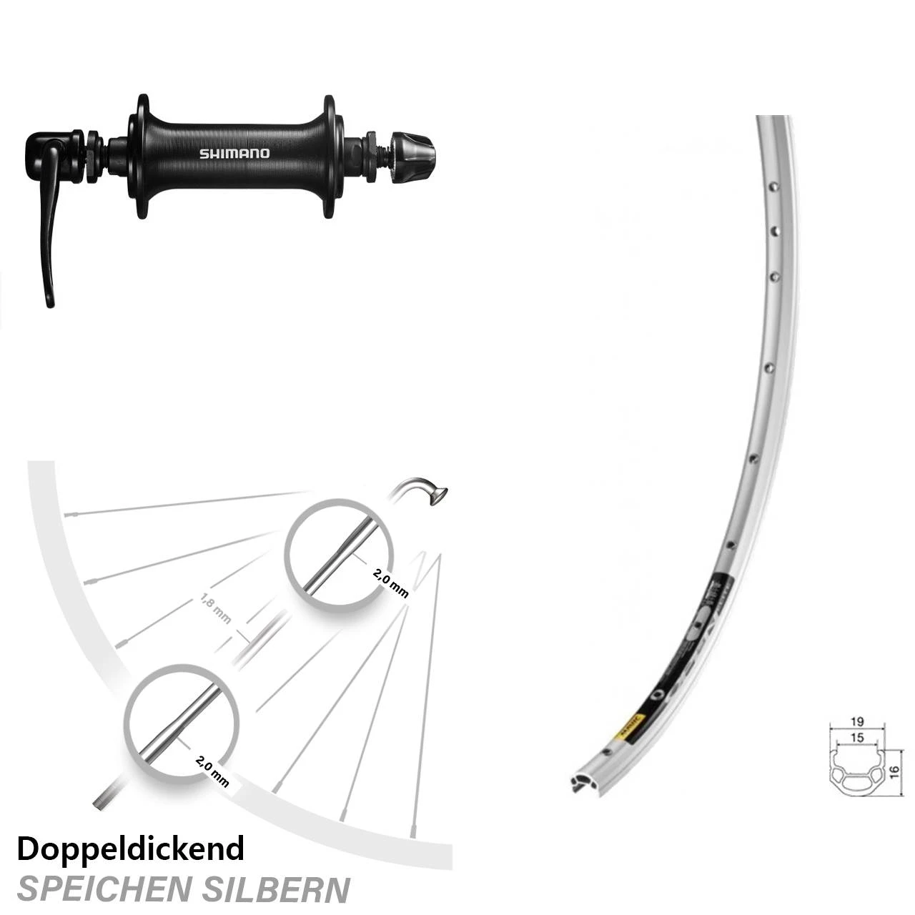 Shimano HB-RS300 Mavic Open Elite Vorderrad 28 Zoll