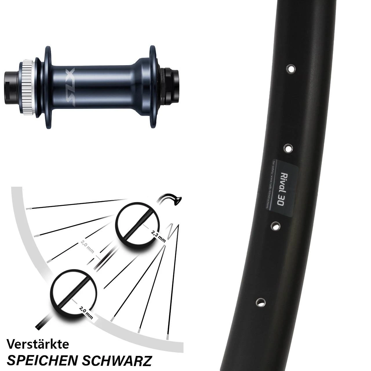 Shimano SLX HB-M7110-B Ryde Rival 30 Boost Vorderrad 27,5 Zoll