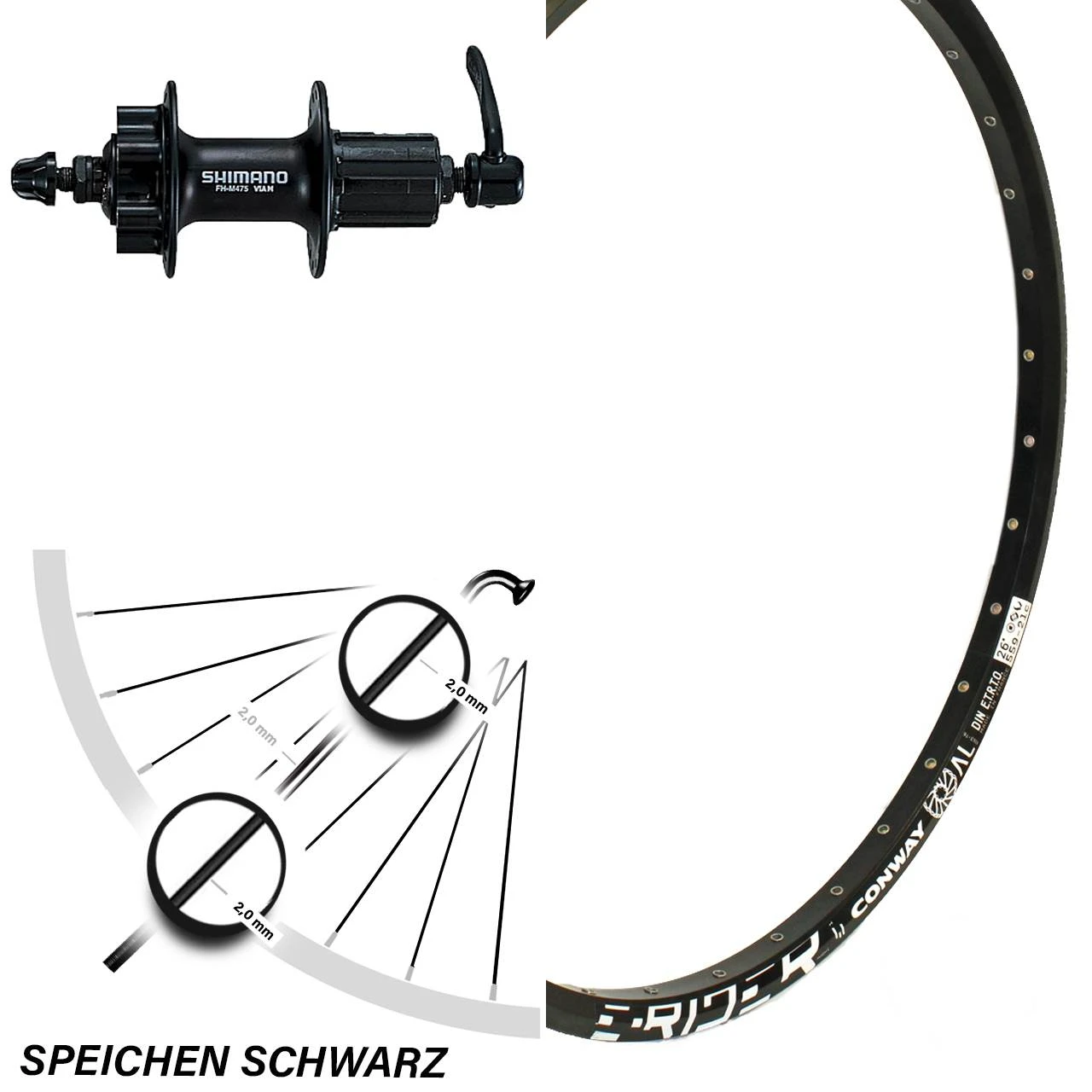 Shimano FH-M475 Mach 1 Magma Hinterrad 26 Zoll