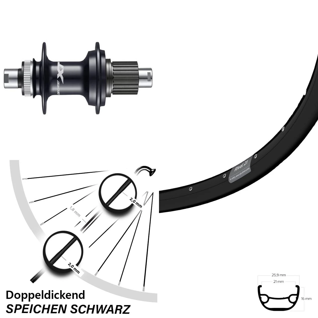 Shimano FH-M8110 Ryde Rival 21 Hinterrad 28/29 Zoll FĂŒr Steckachse