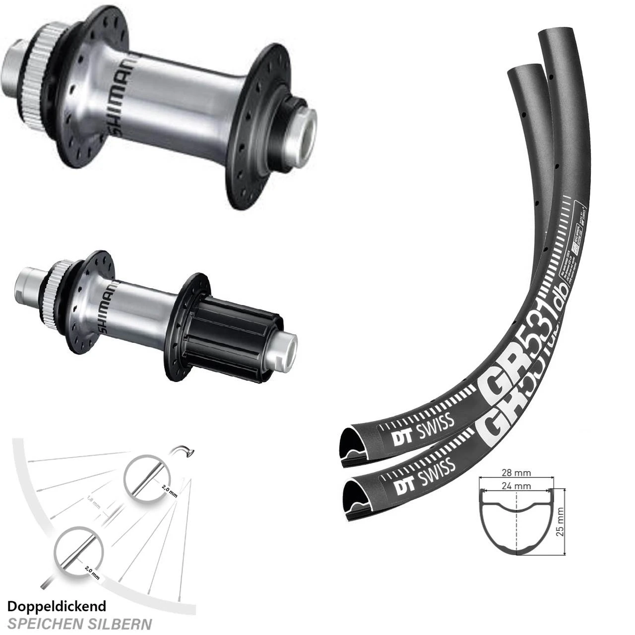 Dt-swiss 27,5 Zoll Gravel Laufradsatz DT Swiss GR 531 Shimano RS 770 Steckachse 100/142 Mm 11-fach