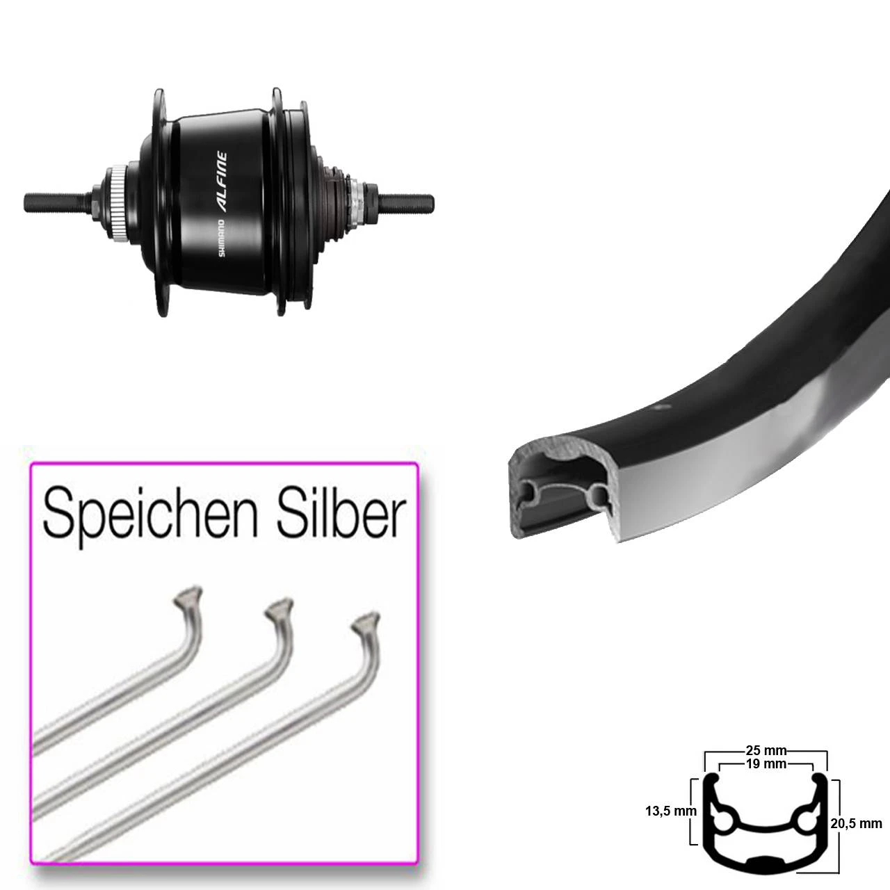 26 Zoll Ryde Andra 30 Hinterrad Shimano Alfine 8-Gang