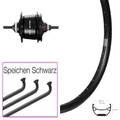 26 Zoll Ryde Andra 29 Hinterrad Shimano Alfine 8-Gang Schwarz