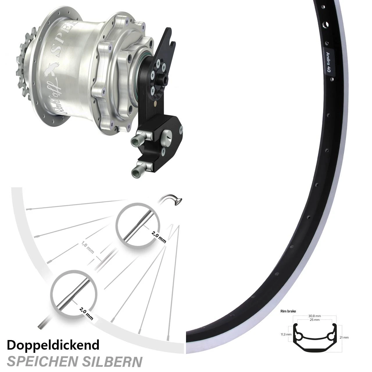 20 Zoll Hinterrad Rohloff Speedhub 500/14 CC OEM2 Andra 40
