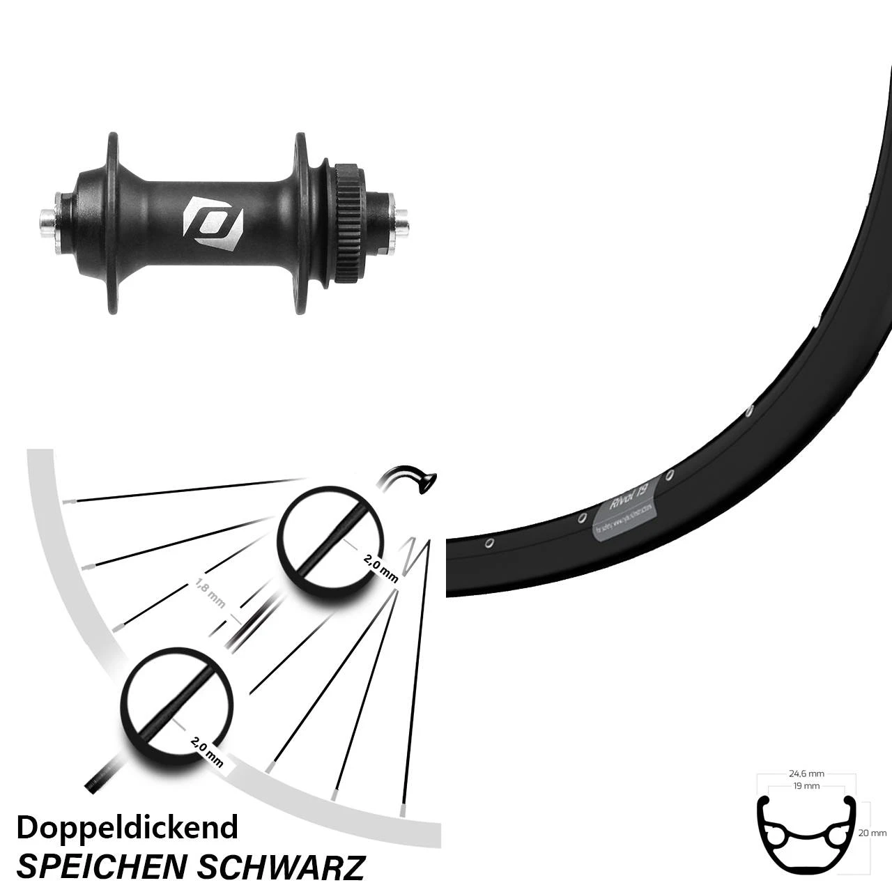 29 Zoll Vorderrad Formula CL-92-QR45 Ryde Rival 19 Centerlock