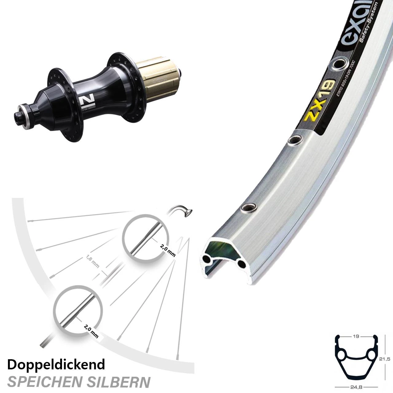 Exal ZX19 Hinterrad 26 Zoll Mit Novatec F 162 SB Nabe