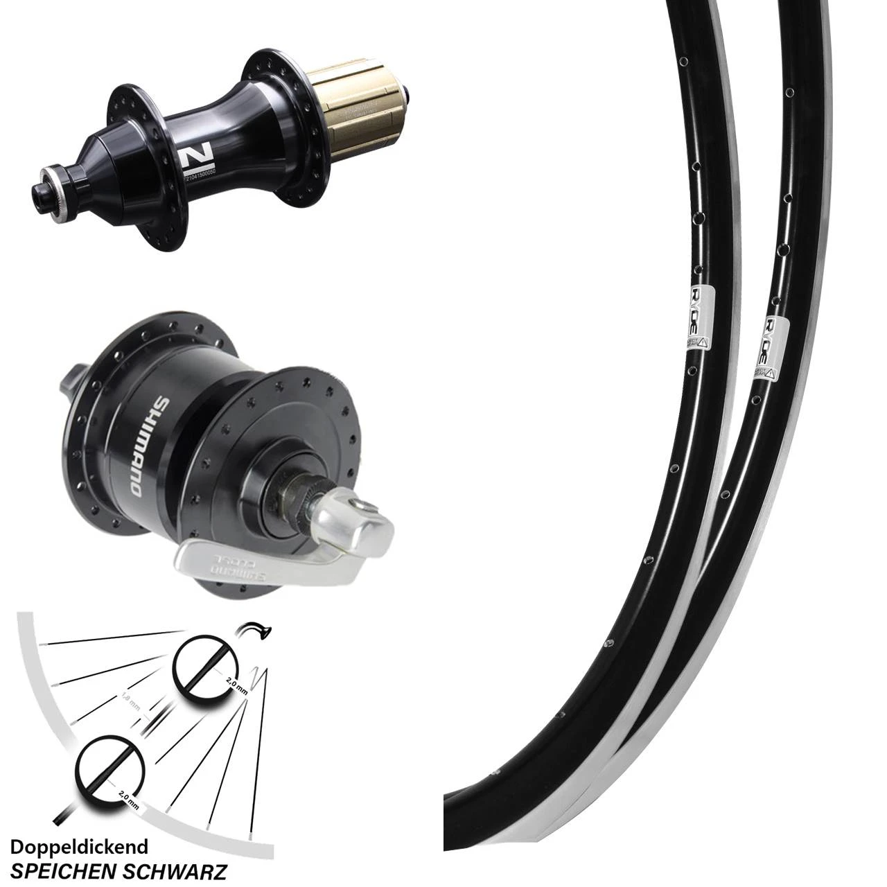 Ryde Dutch 19 Laufradsatz 28 Zoll Novatec Nabe F162 Shimano DH-3N72 Dynamo