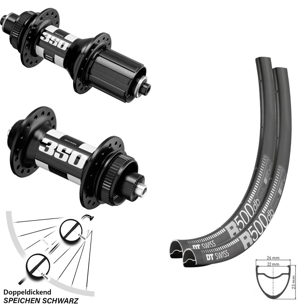 Dt-swiss Laufradsatz DT Swiss 350 Road 11-fach Centerlock 28 Zoll R 500 Schnellspanner