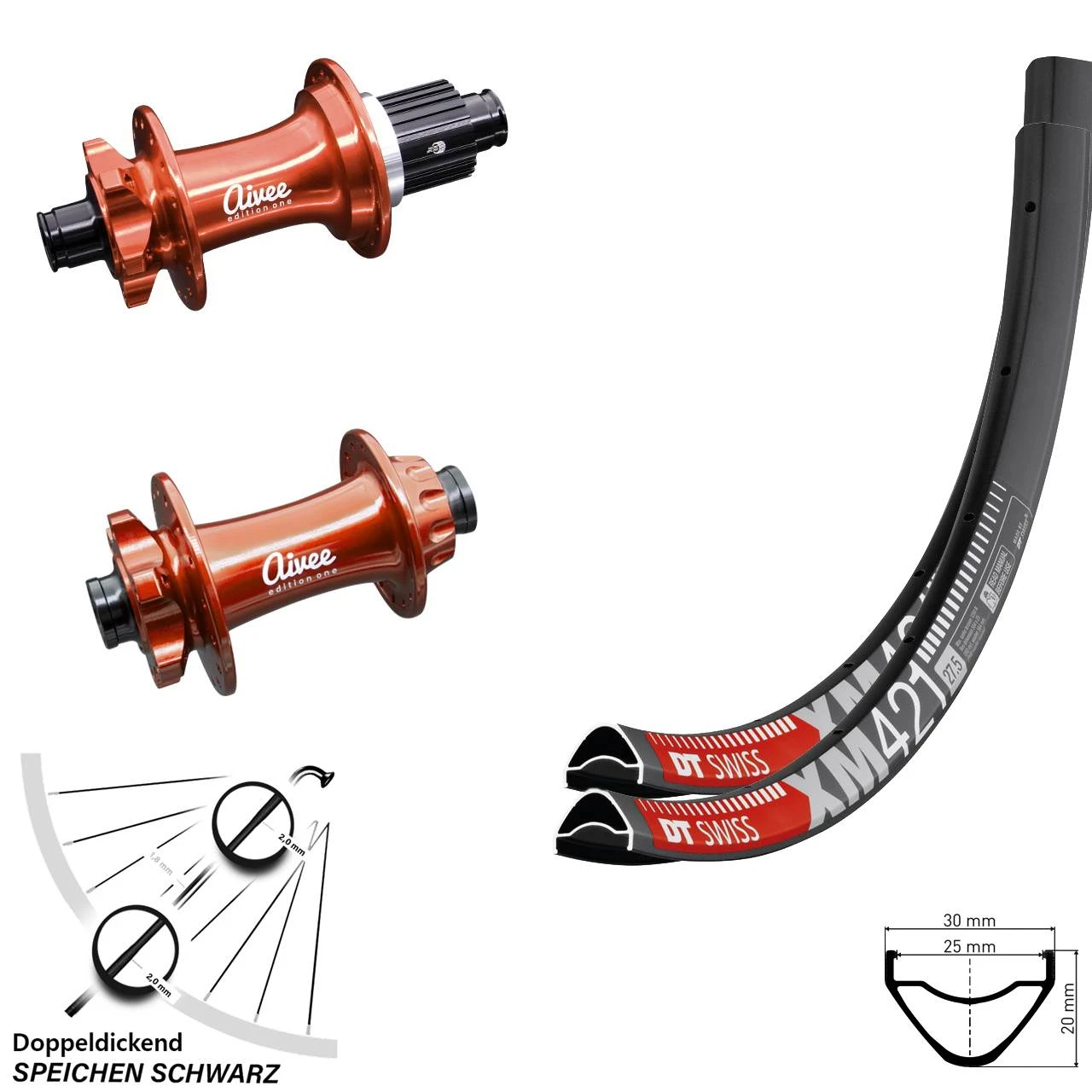Dt-swiss 27,5 Zoll Laufradsatz Aivee Edition One Boost 110/148 Mm DT Swiss XM 421 Micro Spline