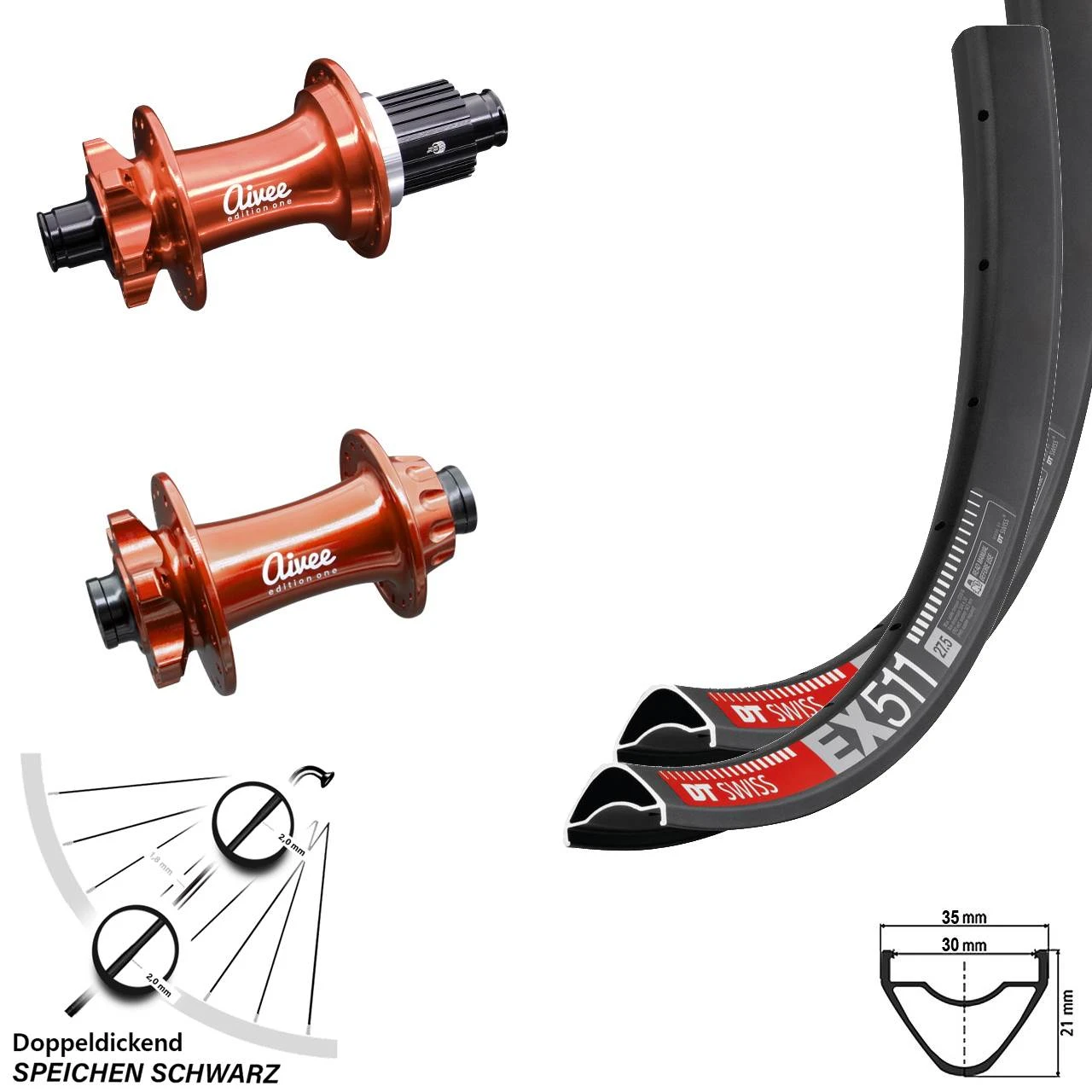 Dt-swiss Laufradsatz 27,5 Zoll DT Swiss EX 511 Aivee Edition One Boost 12-fach Micro Spline
