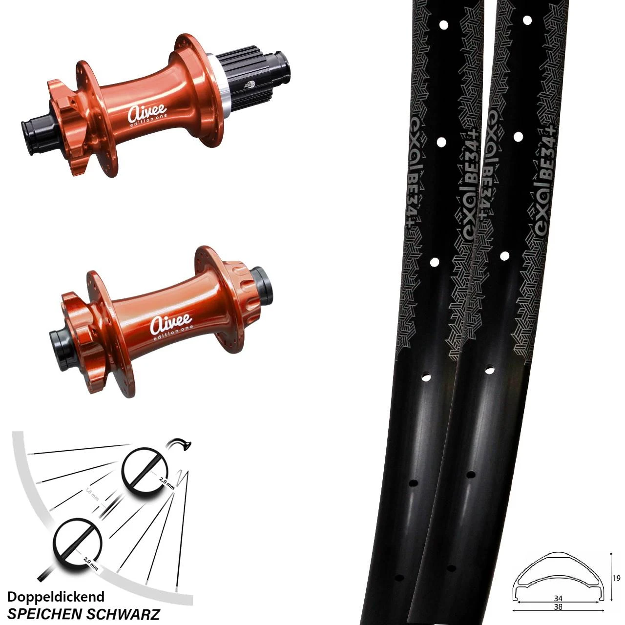 Laufradsatz 27,5+ Zoll Aivee Edition One Boost 12-fach Micro Spline Exal BE34+ Plus