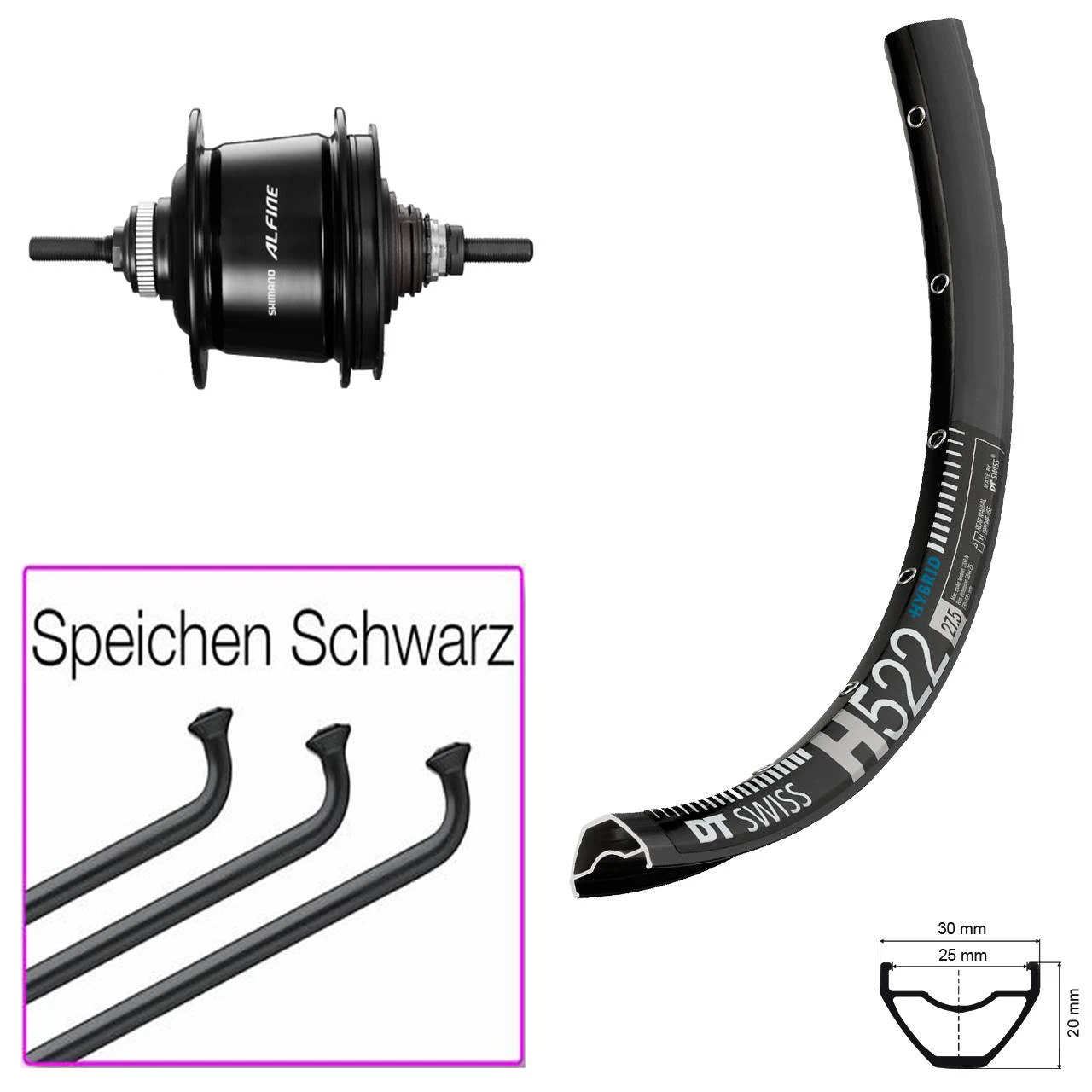 Dt-swiss Hinterrad 28 Zoll DT Swiss H522 Shimano Alfine 8-Gang Centerlock