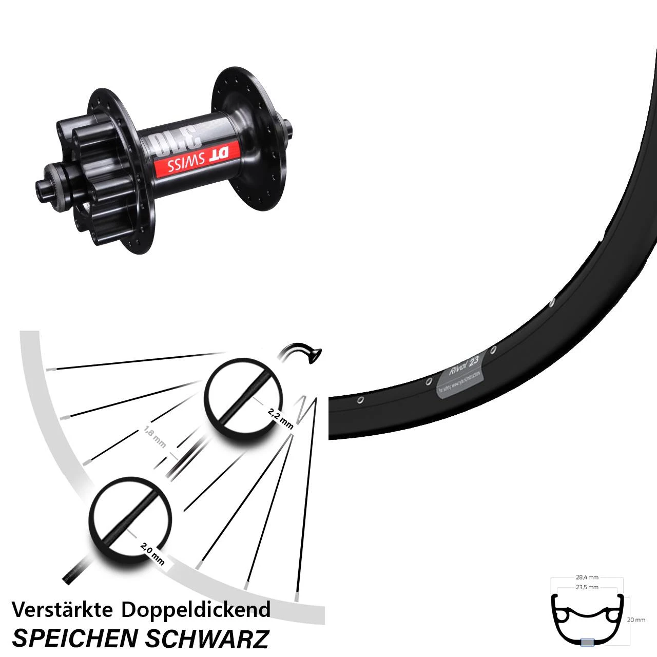 Vorderrad 29 Zoll Ryde Rival 23 Disc DT Swiss 370