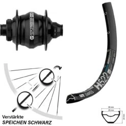 Dt-swiss 29 Zoll Nabendynamolaufrad DT Swiss H 522 Shutter Precision PL-8X-M 12x100 Centerlock