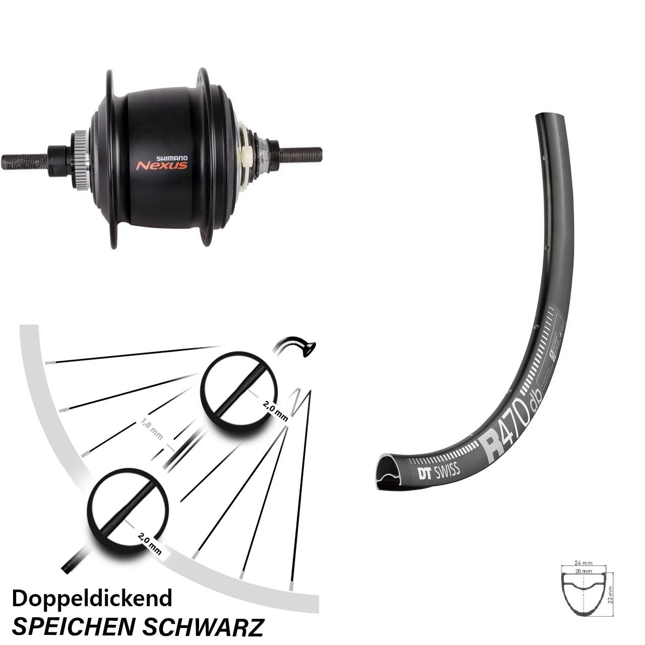 Dt-swiss 28 Zoll DT Swiss R 470 Disc Shimano 8 Gang Hinterrad Centerlock