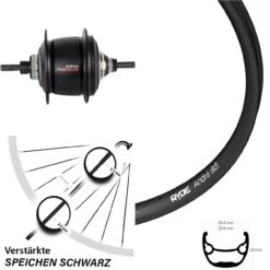 28-29 Zoll Ryde Andra 321 Disc Hinterrad Shimano SG-C6001-8D Schwarz