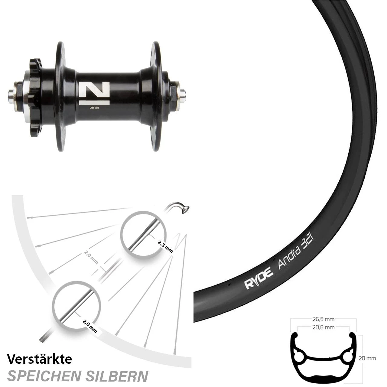 Vorderrad Ryde Andra 321 Disc 29 Zoll 6-loch Novatec D041SB Schnellspanner