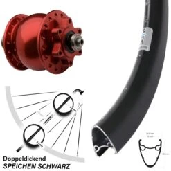 28 Zoll Vorderrad Mit Nabendynamo Ryde Dutch 19 SON 28 Rot Eloxiert