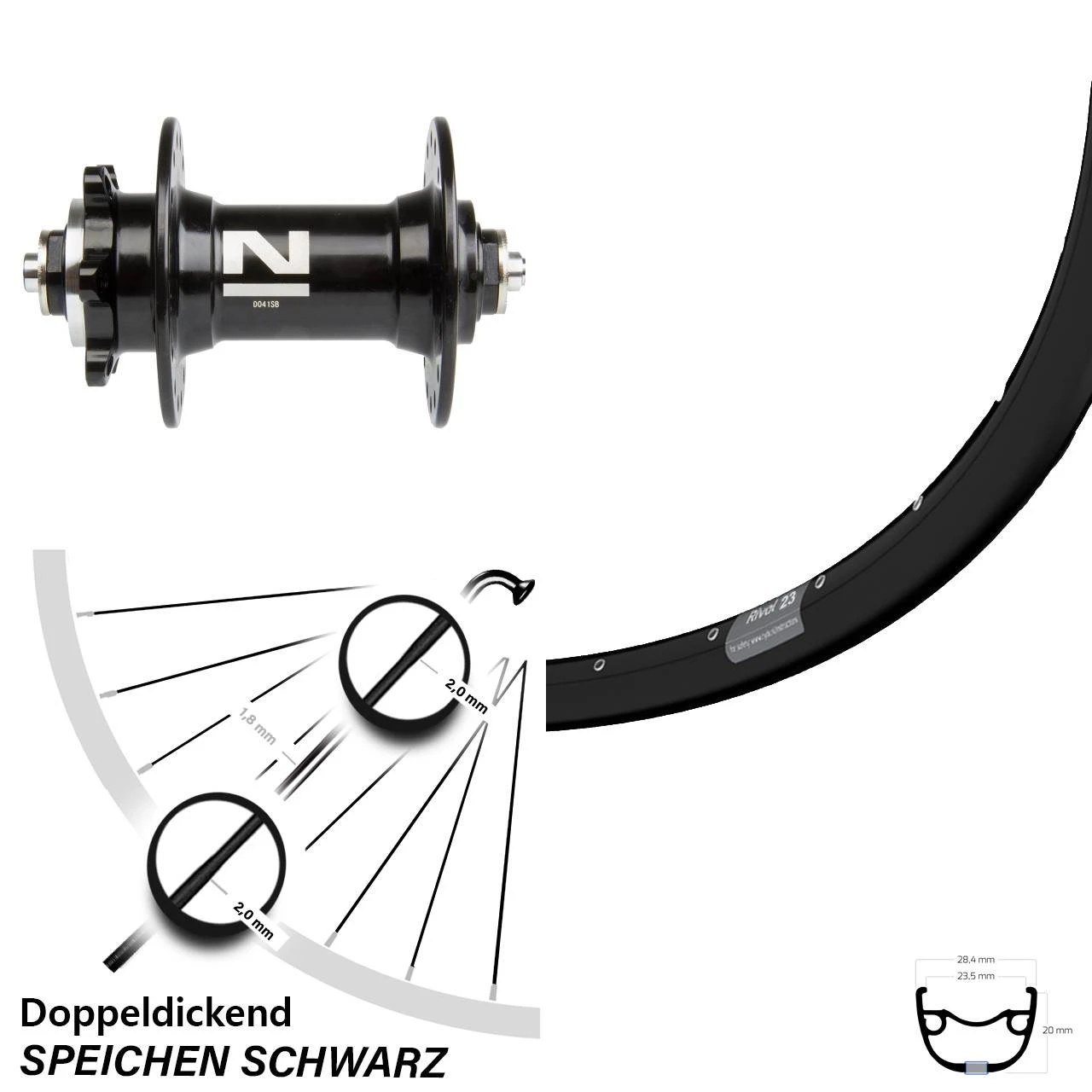 Ryde Rival 23 Disc 6-loch Vorderrad 29 Zoll Novatec D041SB Schnellspanner