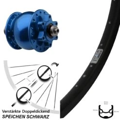 Vorderrad 28 Zoll Ryde Andra 30 Disc SON Nabendynamo Blau