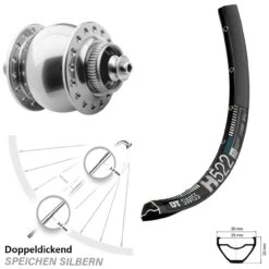 Dt-swiss Laufrad 29 Zoll DT Swiss H 522 Disc Schwarz Son 28 Silbern Eloxiert