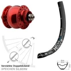 Dt-swiss Nabendynamo Vorderrad SON Delux DT Swiss H 522 27,5 Zoll Centerlock