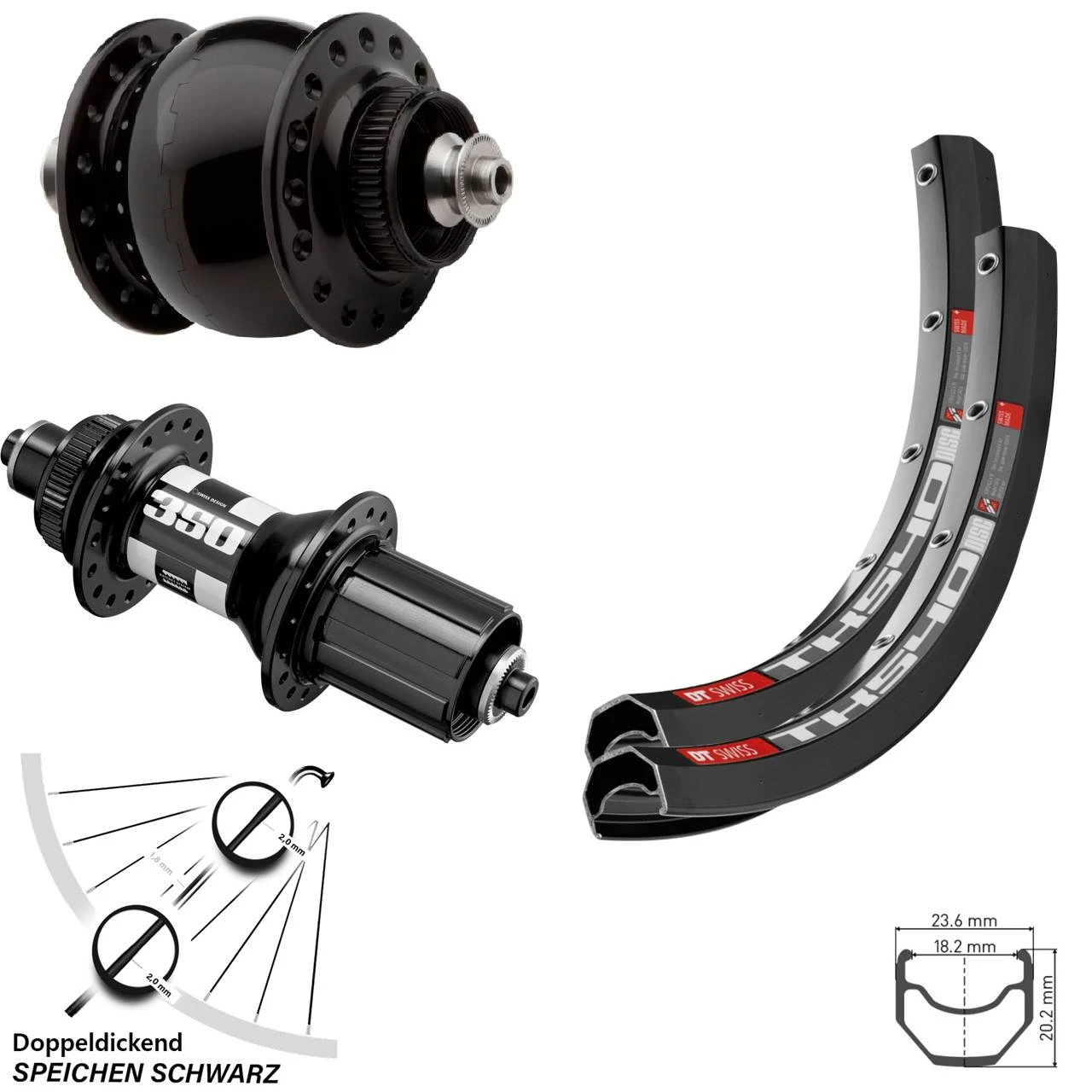 Dt-swiss Laufradsatz 28 Zoll TK 540 DT Swiss 350 Schnellspanner 100/135 Mm SON Delux Dynamo