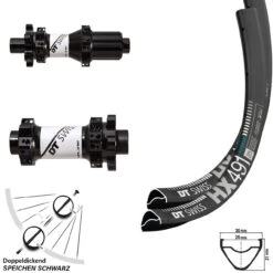 Dt-swiss 27,5 Zoll Laufradsatz Straightpull X1900 DT Swiss HX 491 Steckachse 100x142 Mm