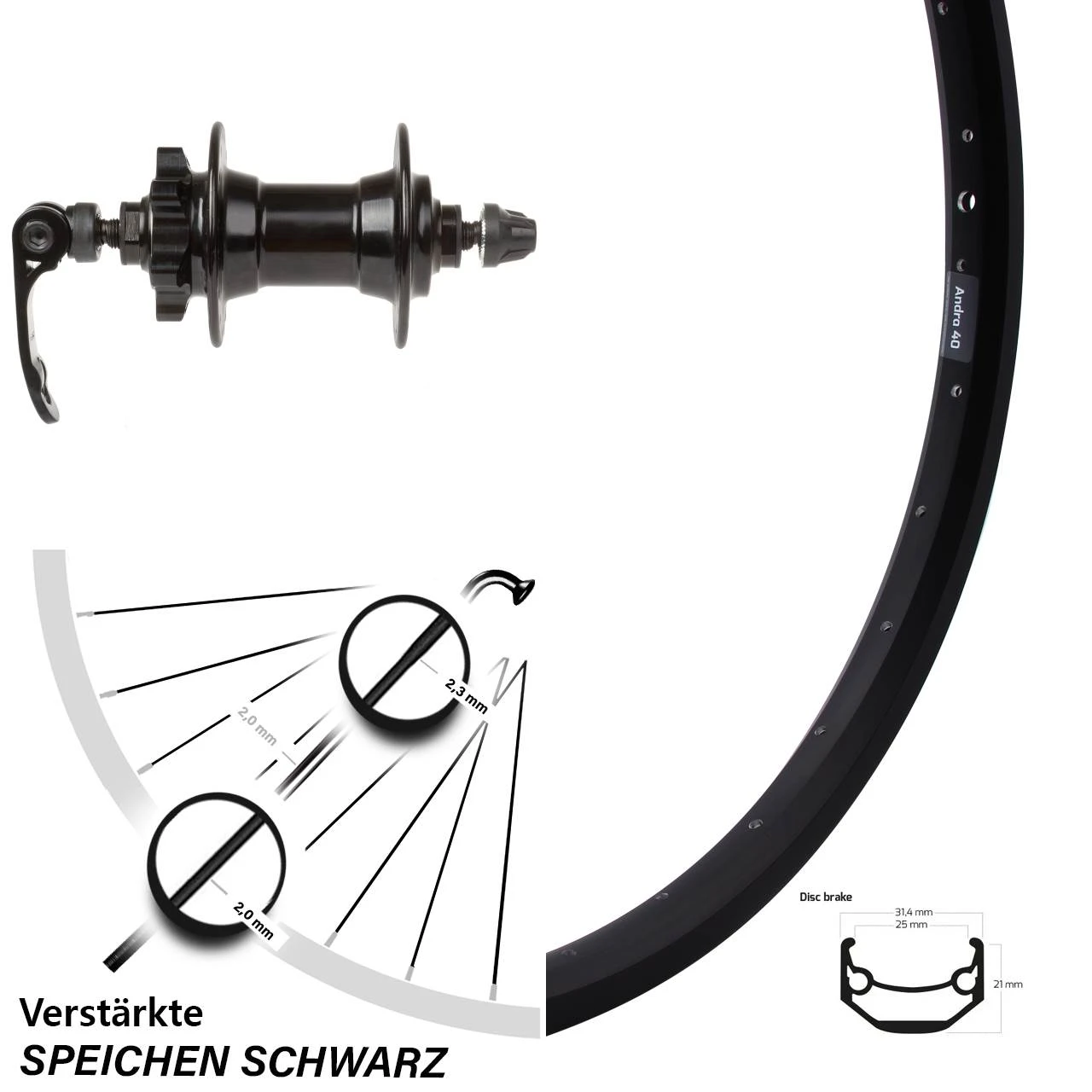 28-29 Zoll Laufrad Ryde Andra 40 Disc Novatec 6-Loch Nabe