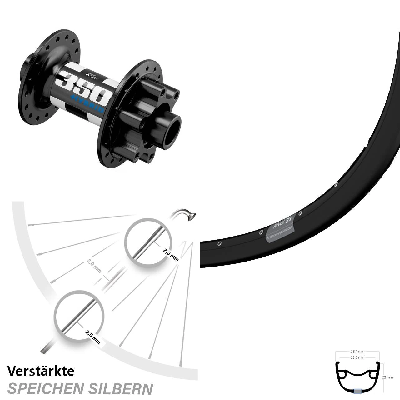 27,5 Zoll Vorderrad Ryde Rival 23 Mit DT Swiss 350 Boost Nabe