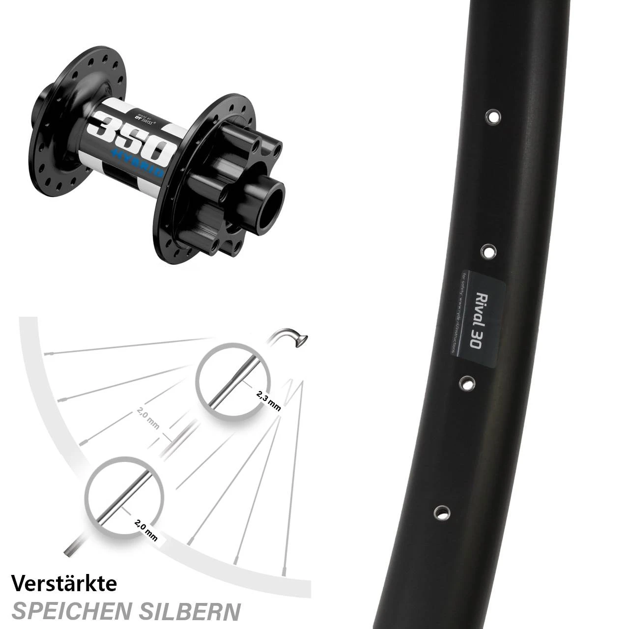 27,5 Zoll Vorderrad Ryde Rival 30 Disc Mit DT Swiss 350 Boost Hybrid