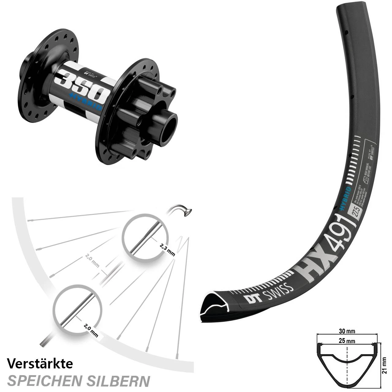 Dt-swiss DT Swiss HX 491 Vorderrad 29 Zoll Mit 350 Hybrid Nabe Boost 6-loch