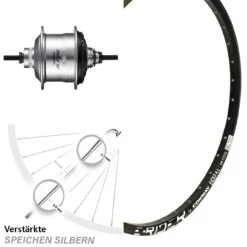 Mach1 Magma 26 Zoll Disc Hinterrad Mit Shimano 11-Gang Alfine Silbern Schwarz