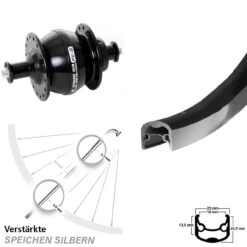 26 Zoll Fahrrad Nabendynamolaufrad Ryde Andra 30 Shutter Precision PV-8 Schwarz