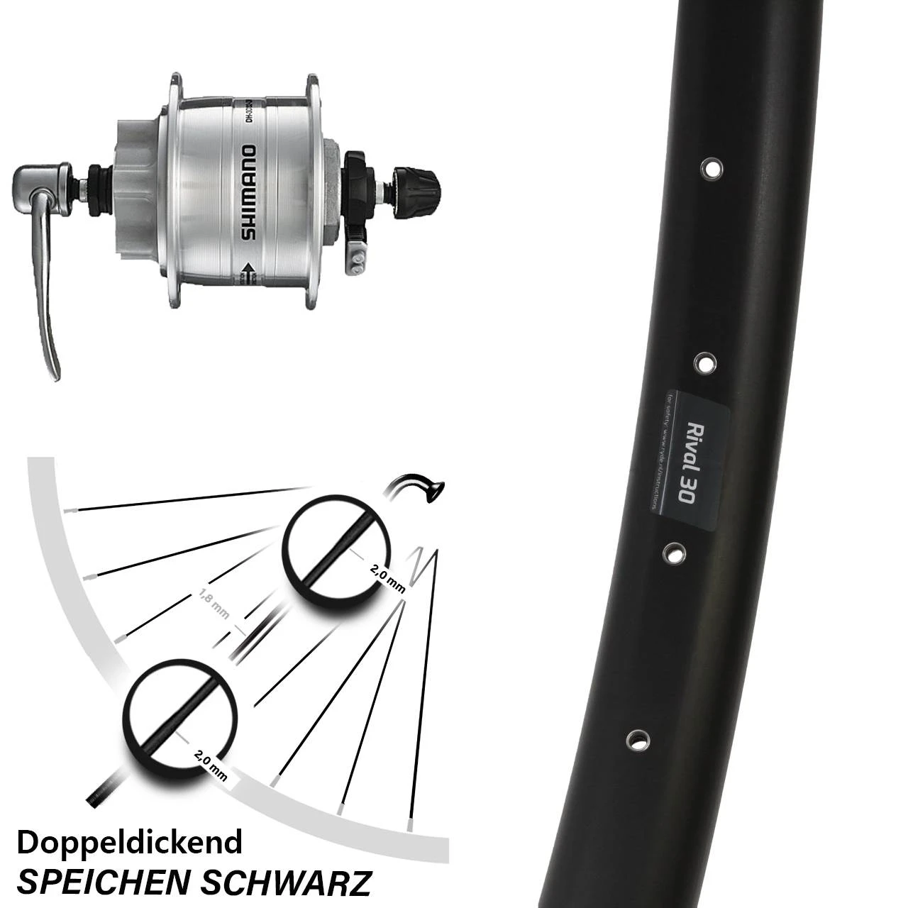 Shimano DH-3D32-QR Ryde Rival 30 Disc Vorderrad 29 Zoll 6-loch