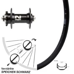 24 Zoll Vorderrad Ryde Andra 40 Disc Novatec D041 Nabe 5/100 Mm