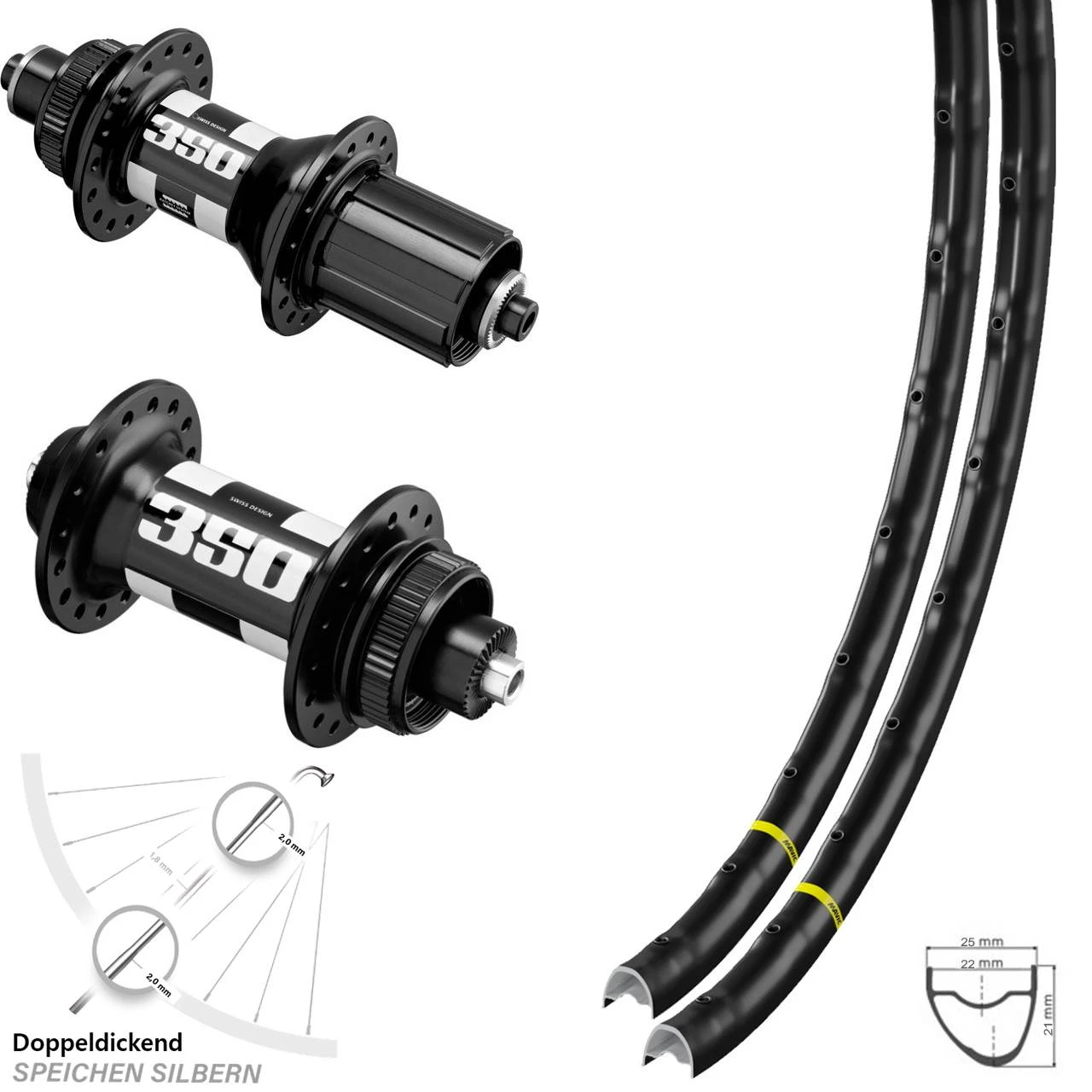 Laufradsatz 28 Zoll Mavic A 1022 DT Swiss Nabe 350 11-fach Centerlock