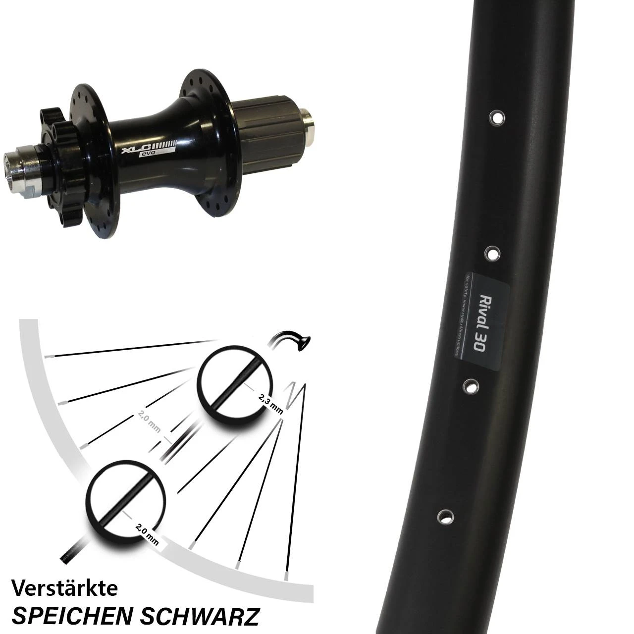 27,5 Zoll Hinterrad XLC Evo 12/142 Mm Ryde Rival 30 Disc 6-Loch