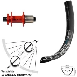 Dt-swiss 27,5+ Zoll Laufrad DT Swiss H 612 Mit XLC Evo Rot Nabe 12/142 Mm