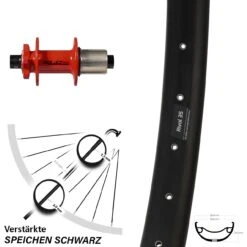 Ryde Rival 35 Hinterrad 27,5+ Zoll Für 6-Loch XLC Evo Rot Steckachse 12x142 Mm