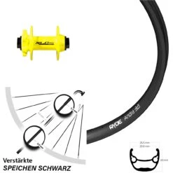 Laufrad 15/100 Mm 28-29 Zoll Ryde Andra 321 Disc 6-loch XLC Pro Gelb Steckachse