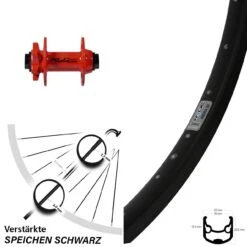 Ryde Andra 30 Disc Vorderrad 26 Zoll Mit XLC Pro Nabe Rot 15x100 Mm