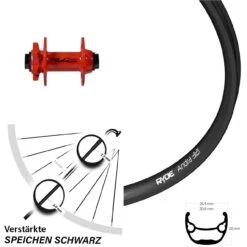 Laufrad 15/100 Mm 28-29 Zoll Ryde Andra 321 Disc 6-loch XLC Pro Rot Steckachse