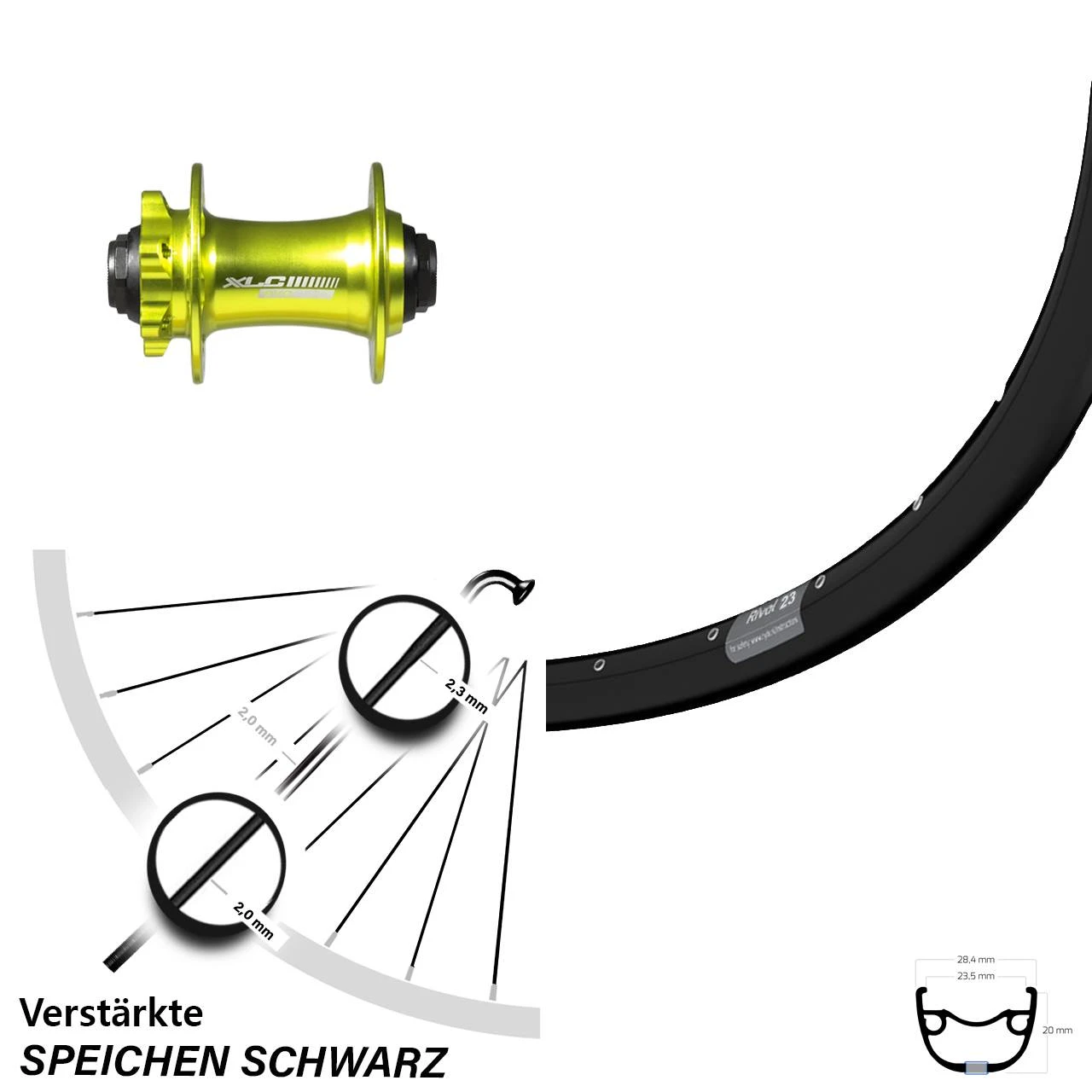 Vorderrad 29 Zoll Ryde Rival 23 Disc XLC Pro 15x100 Mm GrĂŒn-eloxiert Steckachse
