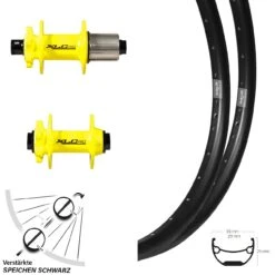 Laufradsatz 26 Zoll Ryde Andra 29-559 ETRTO Nabe XLC Pro Gelb Steckachse 15x100 12x142 Mm