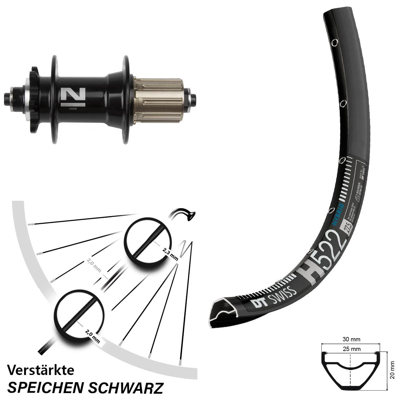 Dt-swiss 27,5 Zoll Hinterrad Novatec D042 DT Swiss H 522 Schnellspanner 6-Loch