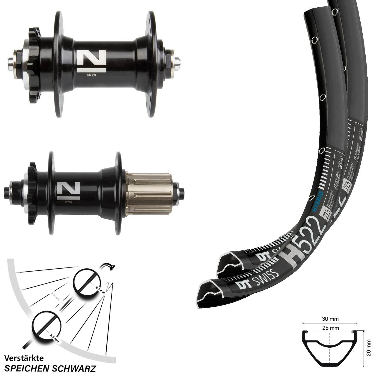 Dt-swiss Laufradsatz 27,5 Zoll DT Swiss H 522 Novatec 6-loch Nabe D041/D042 Schnellspanner