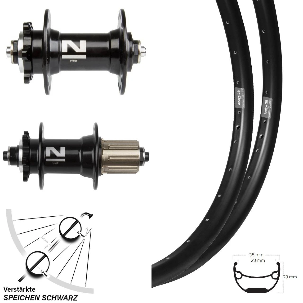 Laufradsatz 27,5 Zoll Ryde Andra 29 Novatec 6-loch Nabe D041/D042 Schnellspanner